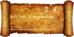 Káhán Armandina névjegykártya